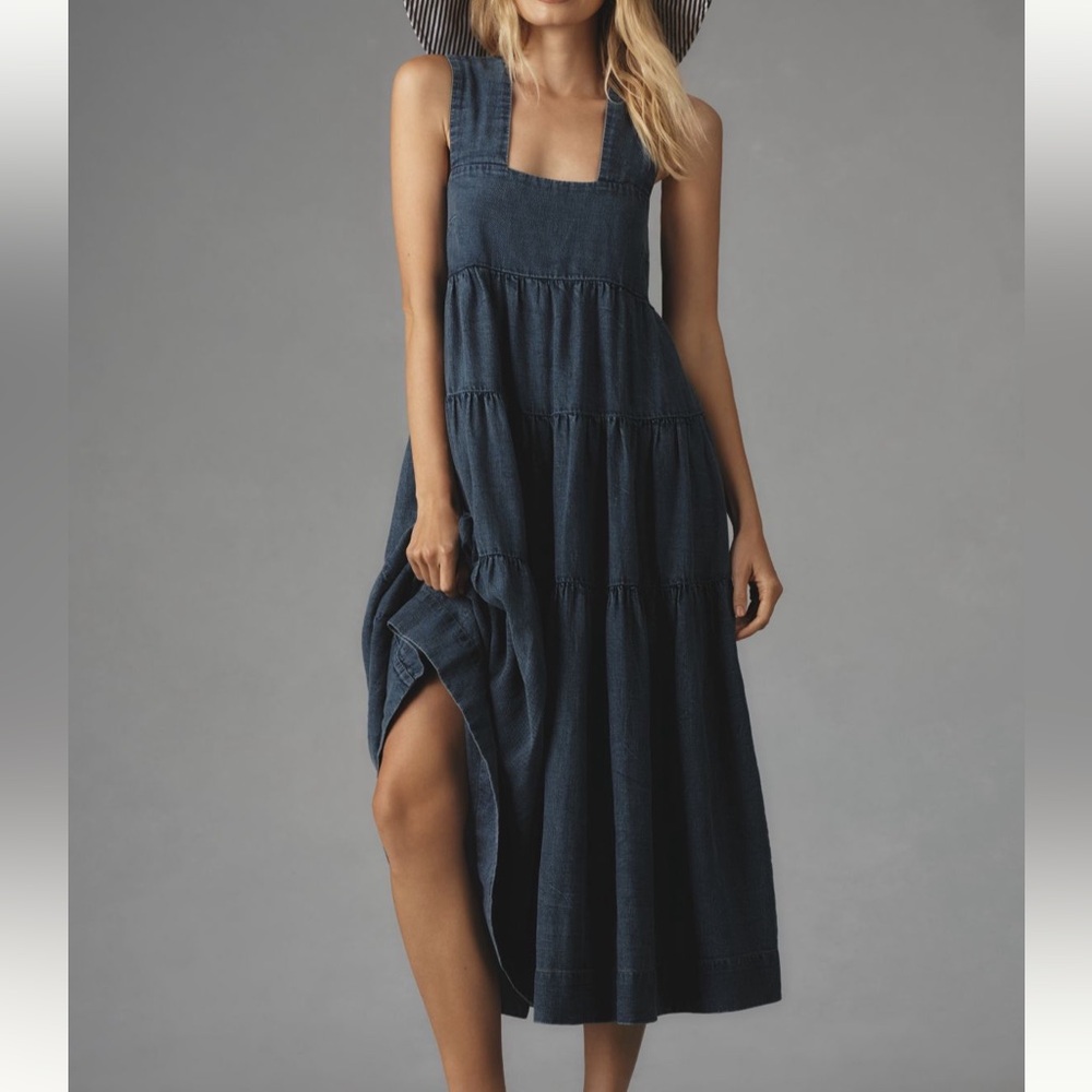 Anthropologie Blue Midi Dress